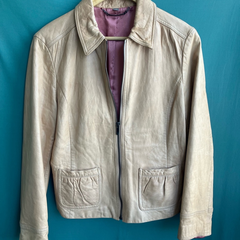 Ann Taylor Light Tan Leather Jacket
